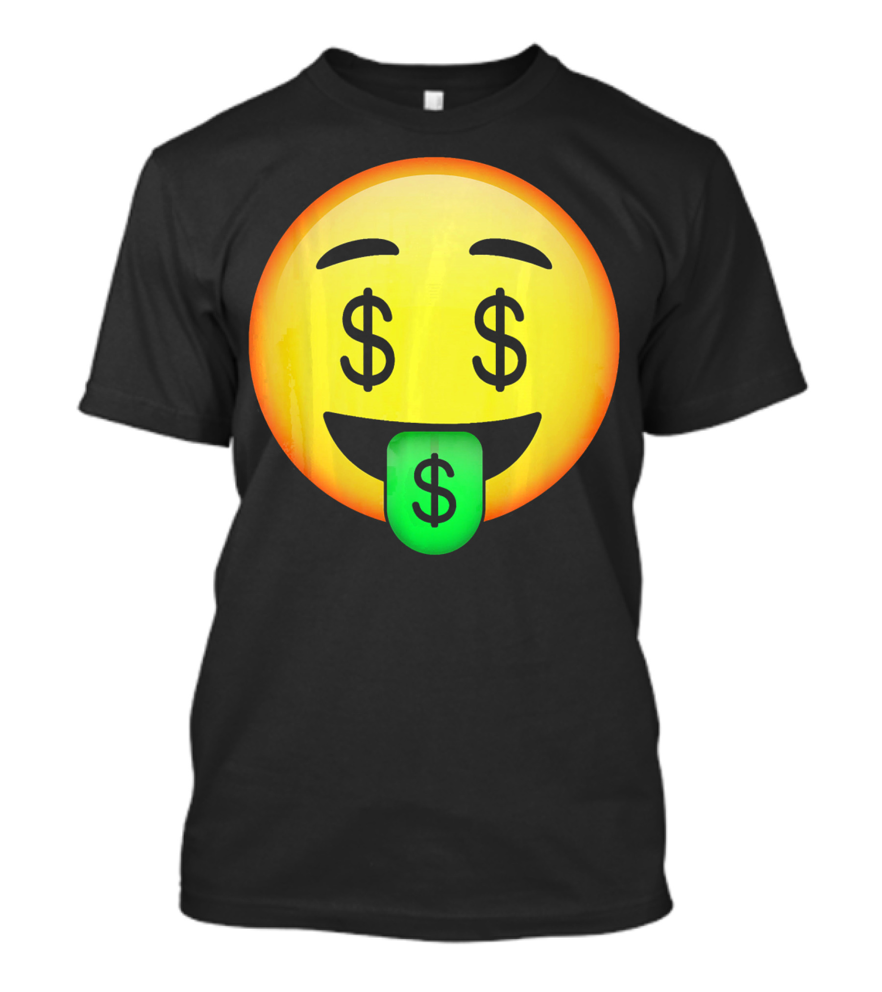 HD Emoji Money Mouth Face Dollar Symbol Eyes Green Tongue T-Shirt