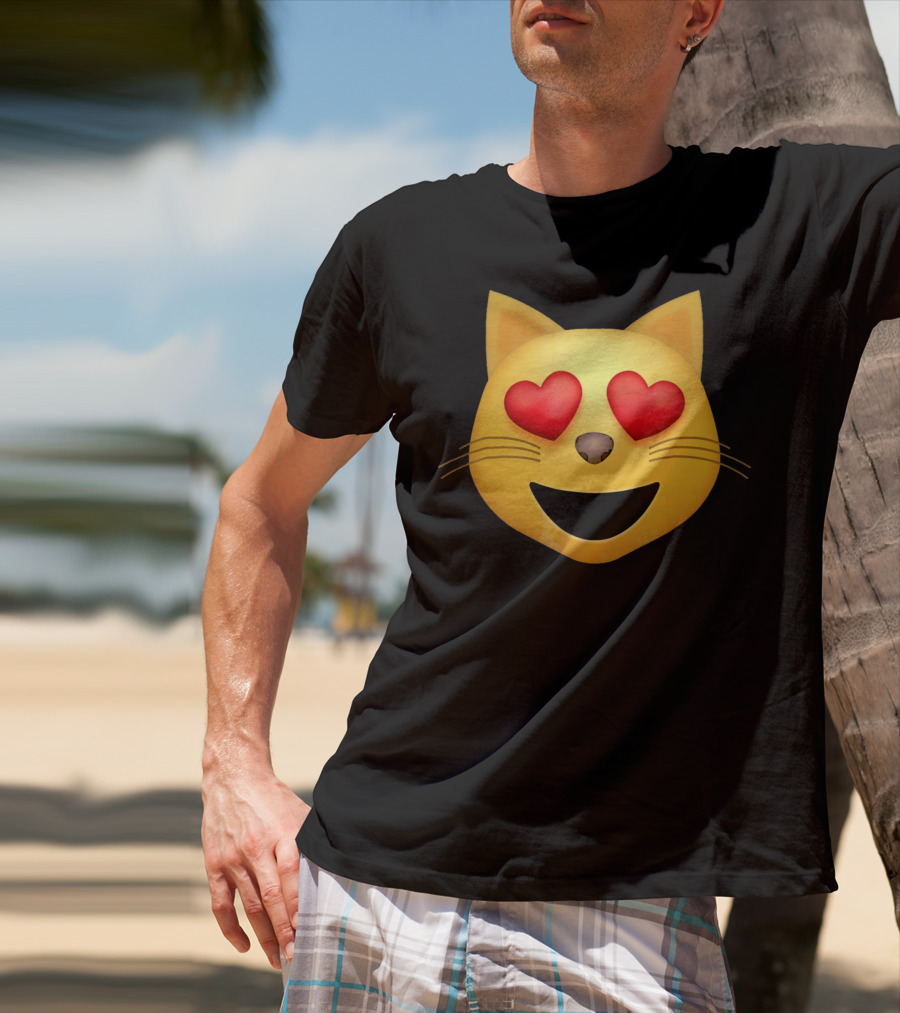 Smiling Cat Face With Heart Eyes Emoji T-Shirt
