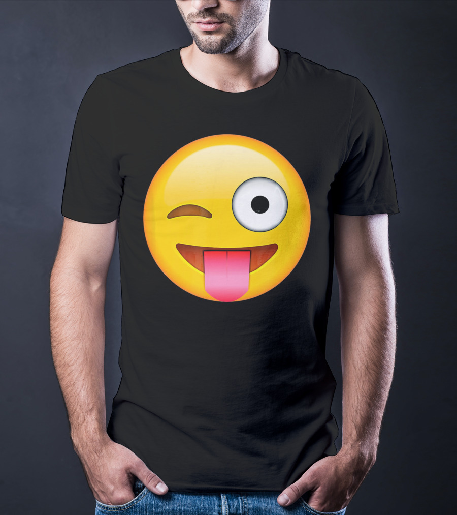 Face Emoticon Tongue Out Emoji Wink T-Shirt