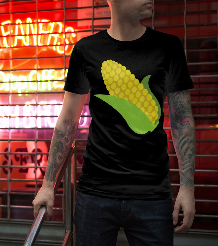 Emoji Corn On The Cob Yellow Kernels Green Husk T-Shirt