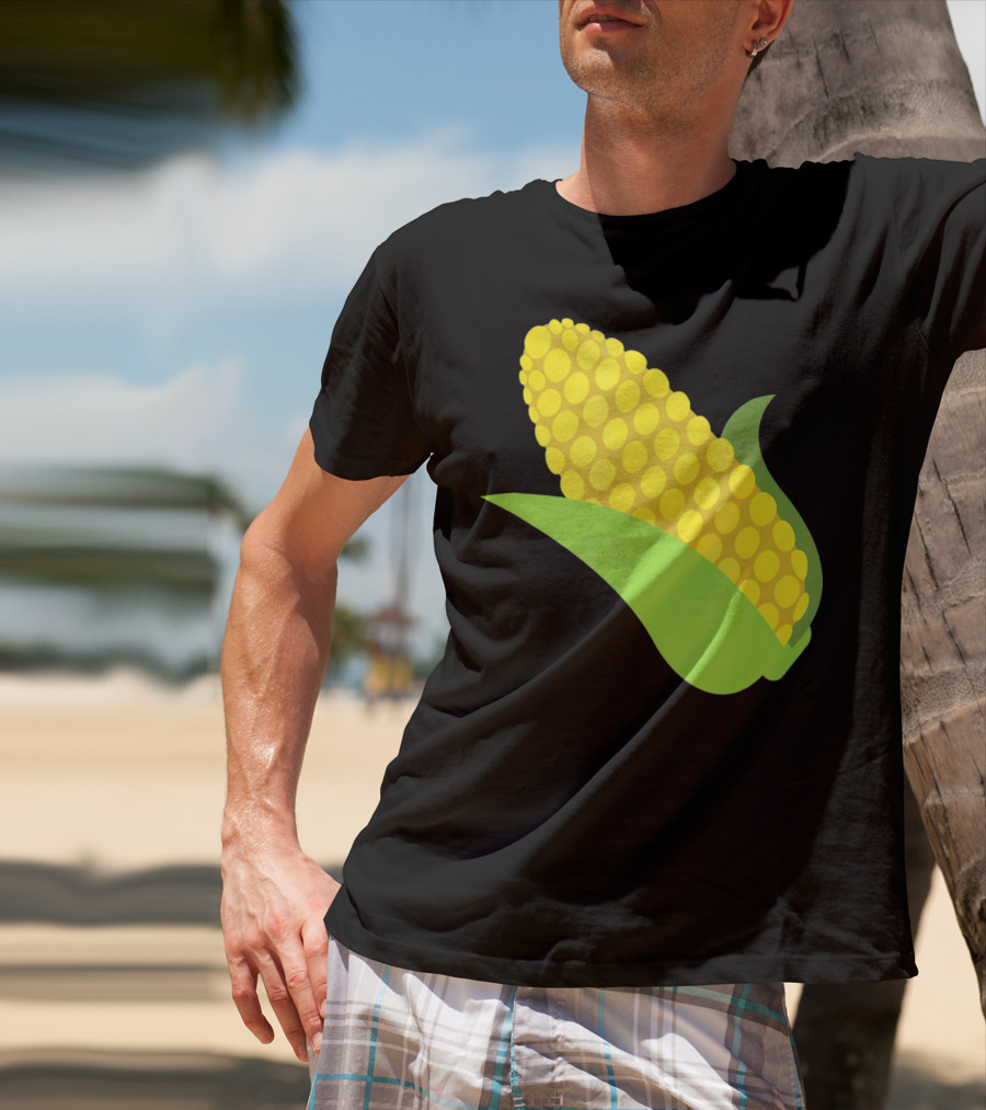 Emoji Corn On The Cob Yellow Kernels Green Husk T-Shirt