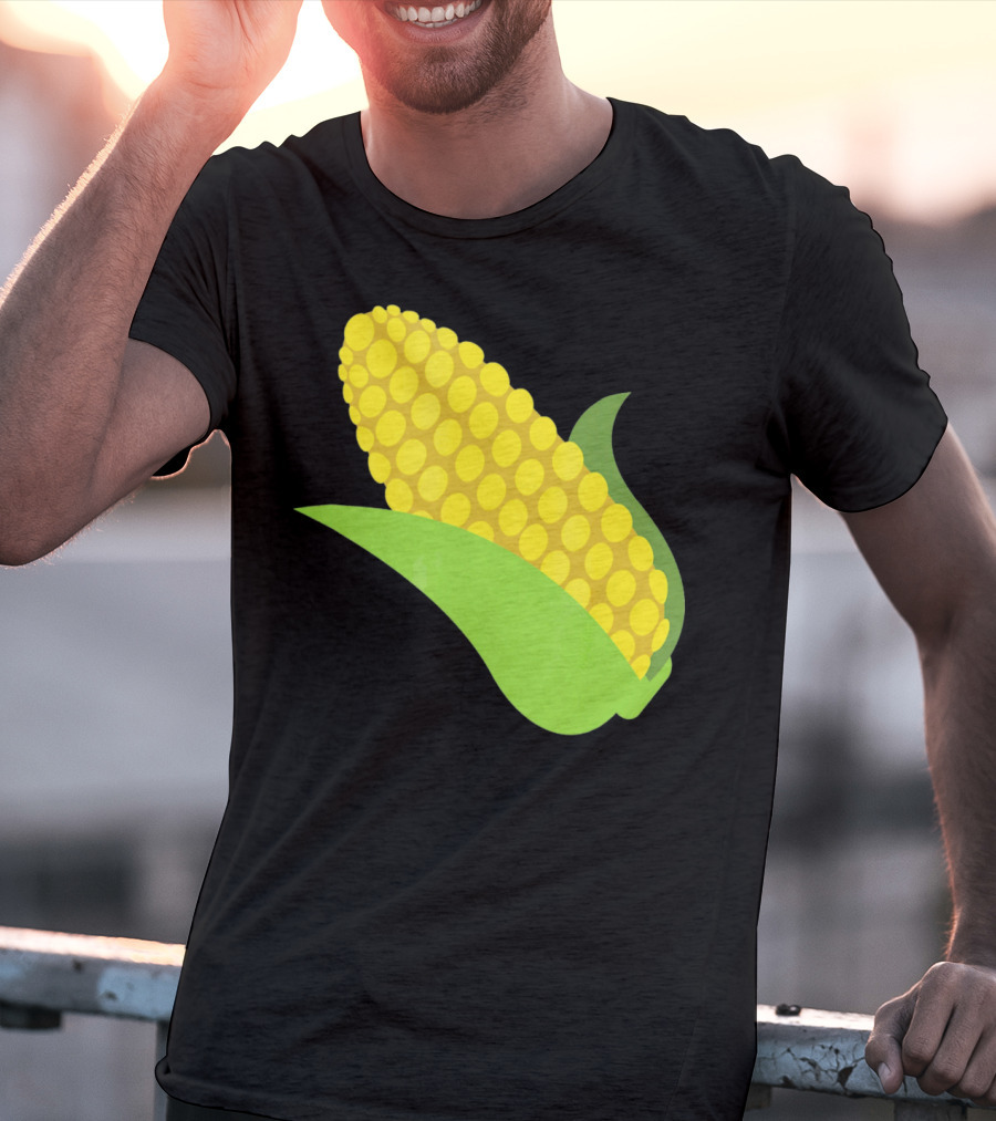 Emoji Corn On The Cob Yellow Kernels Green Husk T-Shirt
