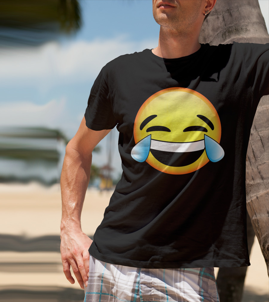 HD Emoji Tears Of Joy Face Laughin Hilarious Expression T-Shirt