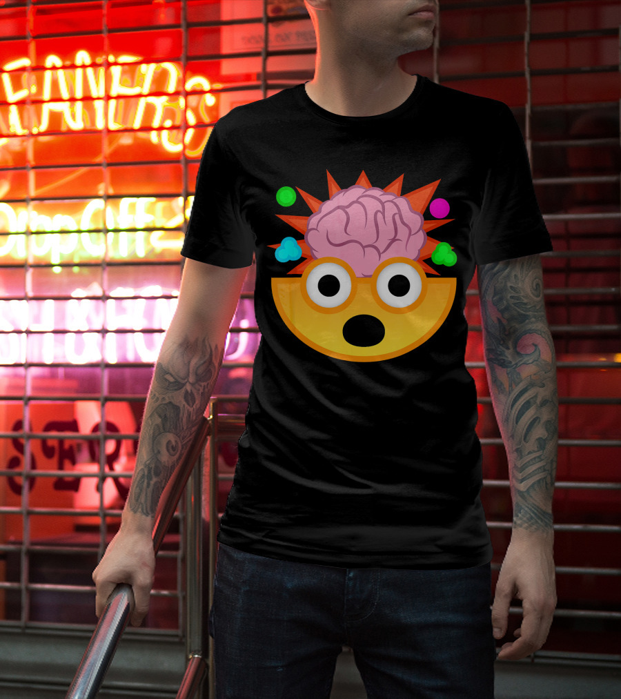 Mind Blown Face Emoji Exploding Brain With Glasses T-Shirt