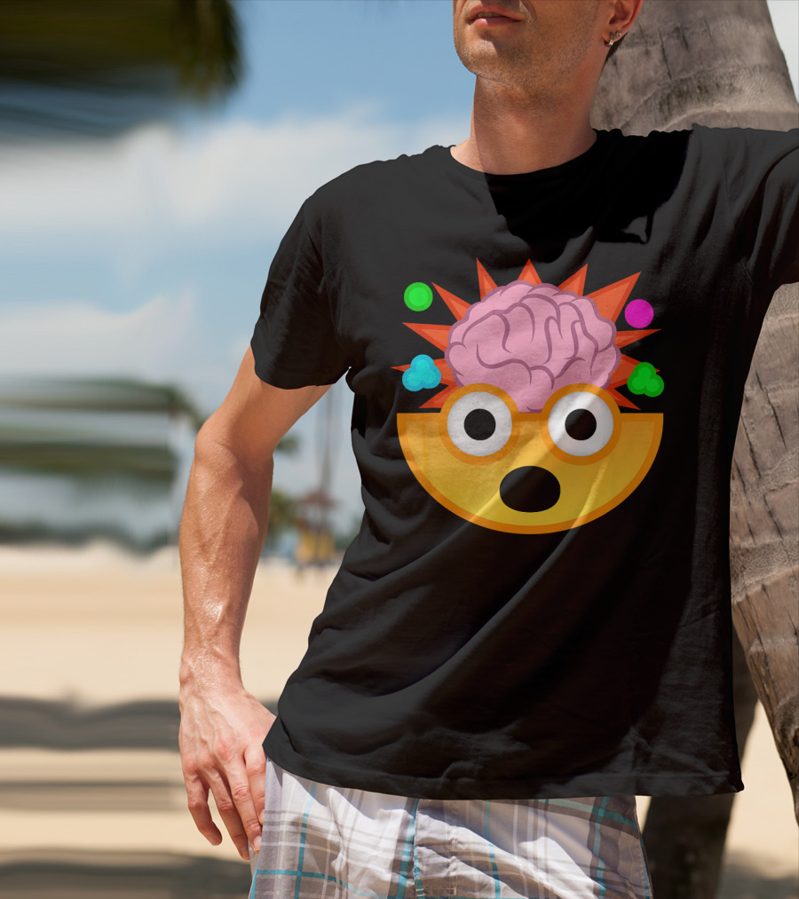 Mind Blown Face Emoji Exploding Brain With Glasses T-Shirt