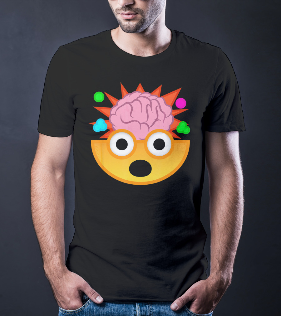 Mind Blown Face Emoji Exploding Brain With Glasses T-Shirt