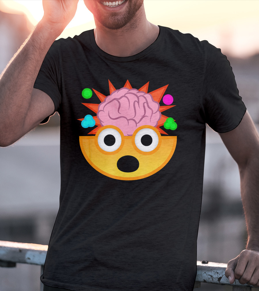 Mind Blown Face Emoji Exploding Brain With Glasses T-Shirt