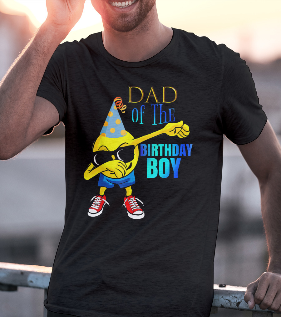 Dad Of The Birthday Boy Cool Dancing Dabbing Emoji T-Shirt
