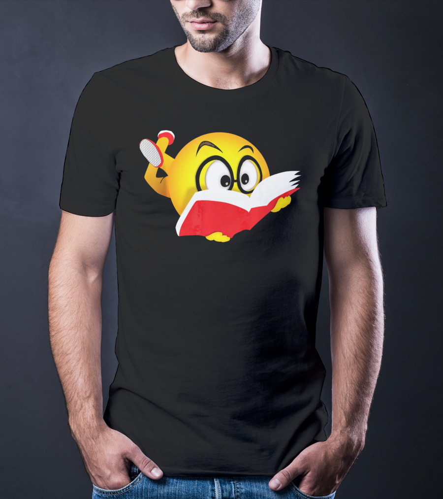 Nerdy Reading Emoji Glasses Book T-Shirt