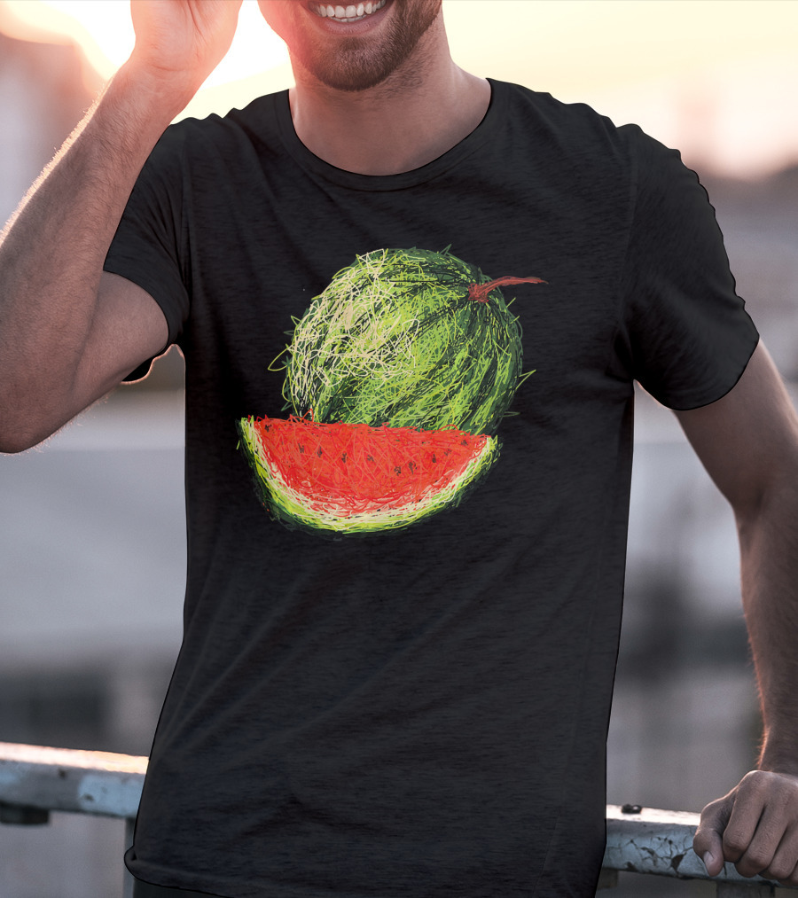 Huge Watermelon Fruit Sketch T-Shirt