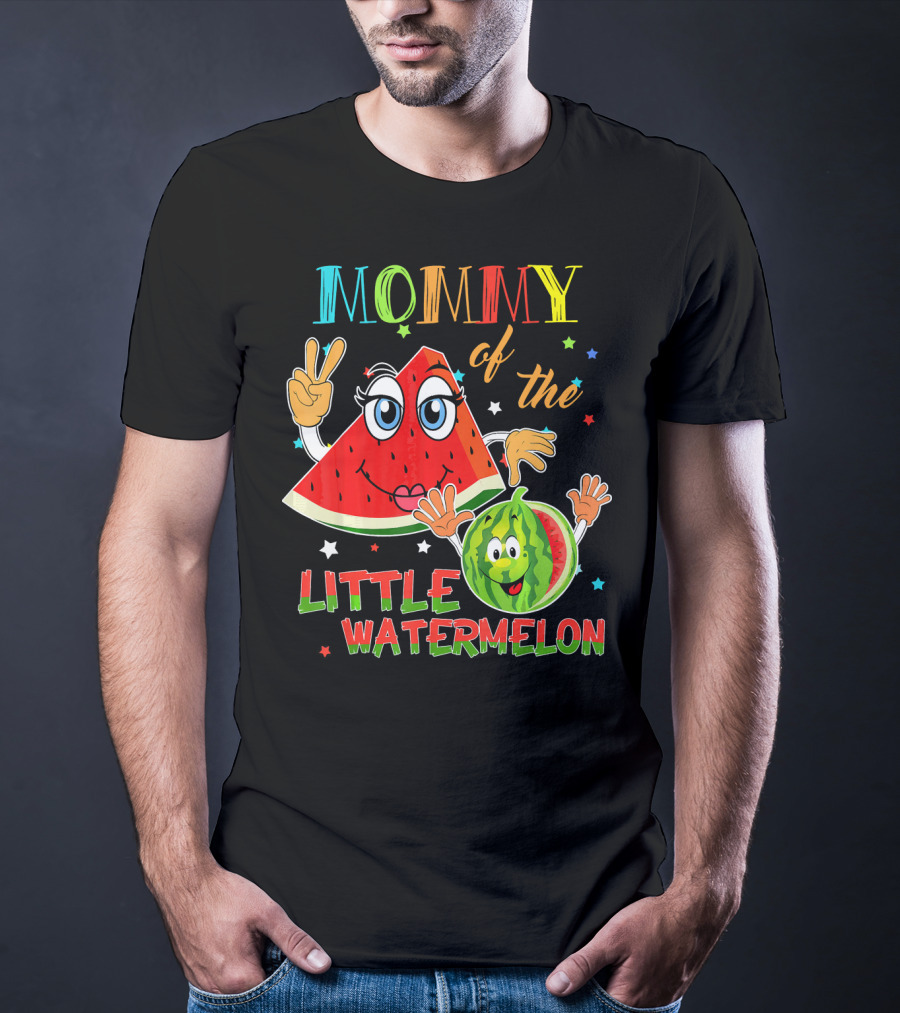 Mommy Of The Little Watermelon Funny Matching Birthday T-Shirt