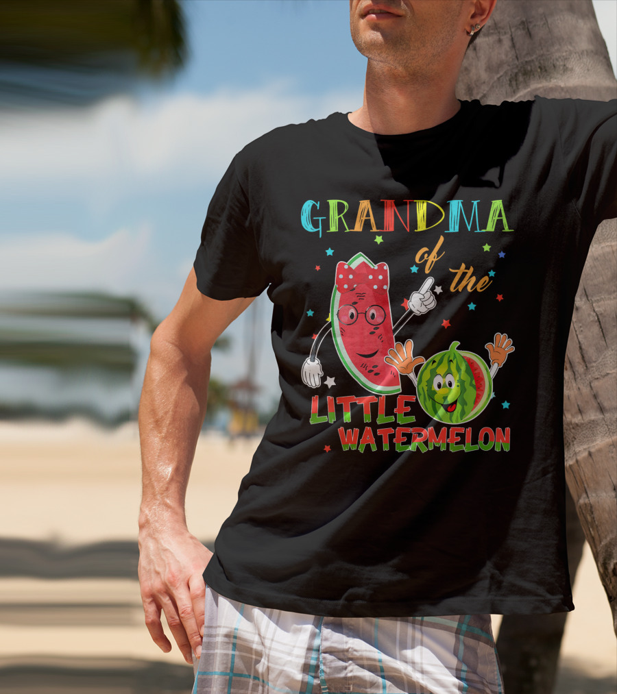 Grandma Of The Little Watermelon Funny Matching Birthday T-Shirt