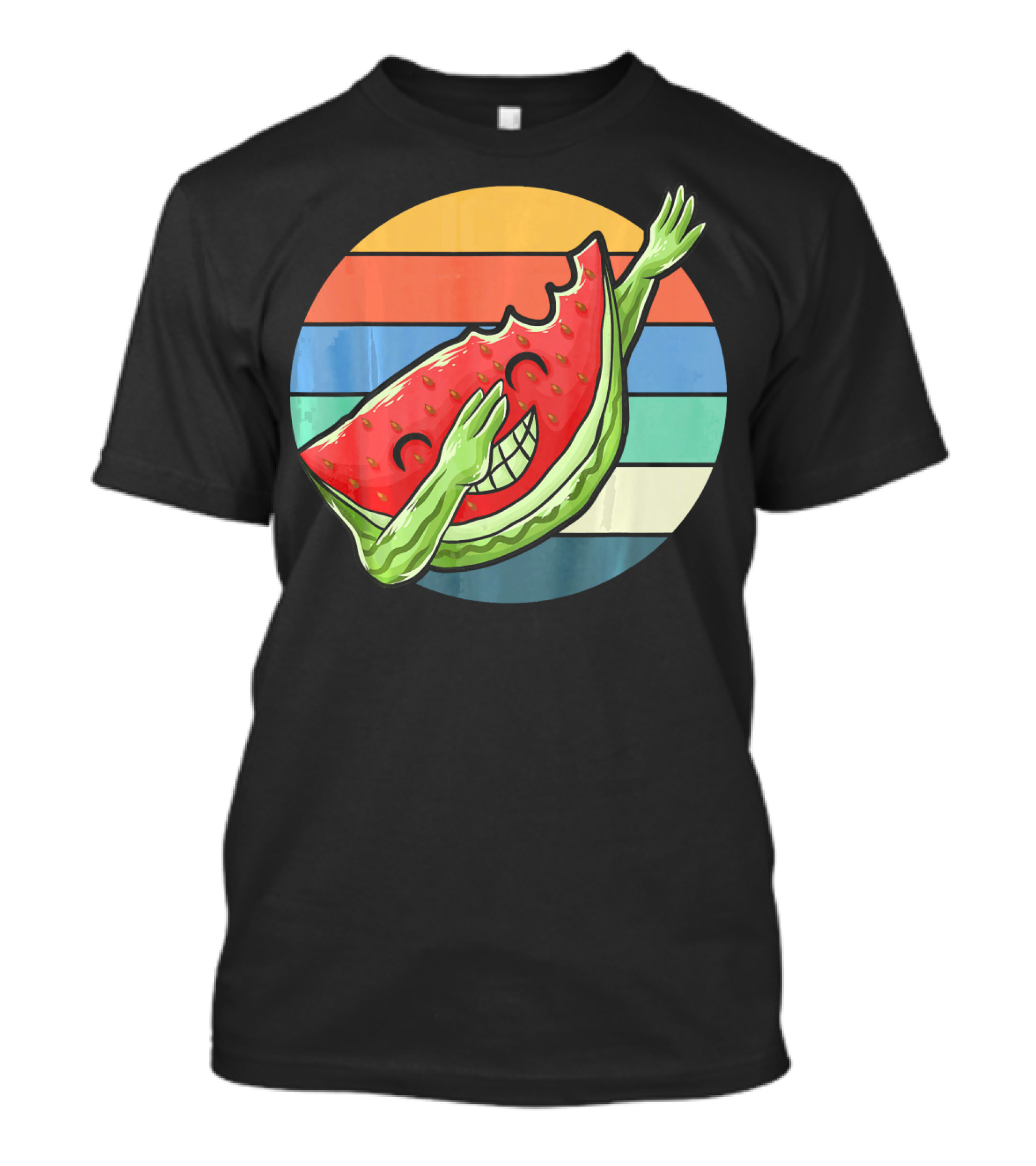 Retro Vintage Dabbing Watermelon Aloha Stripes T-Shirt