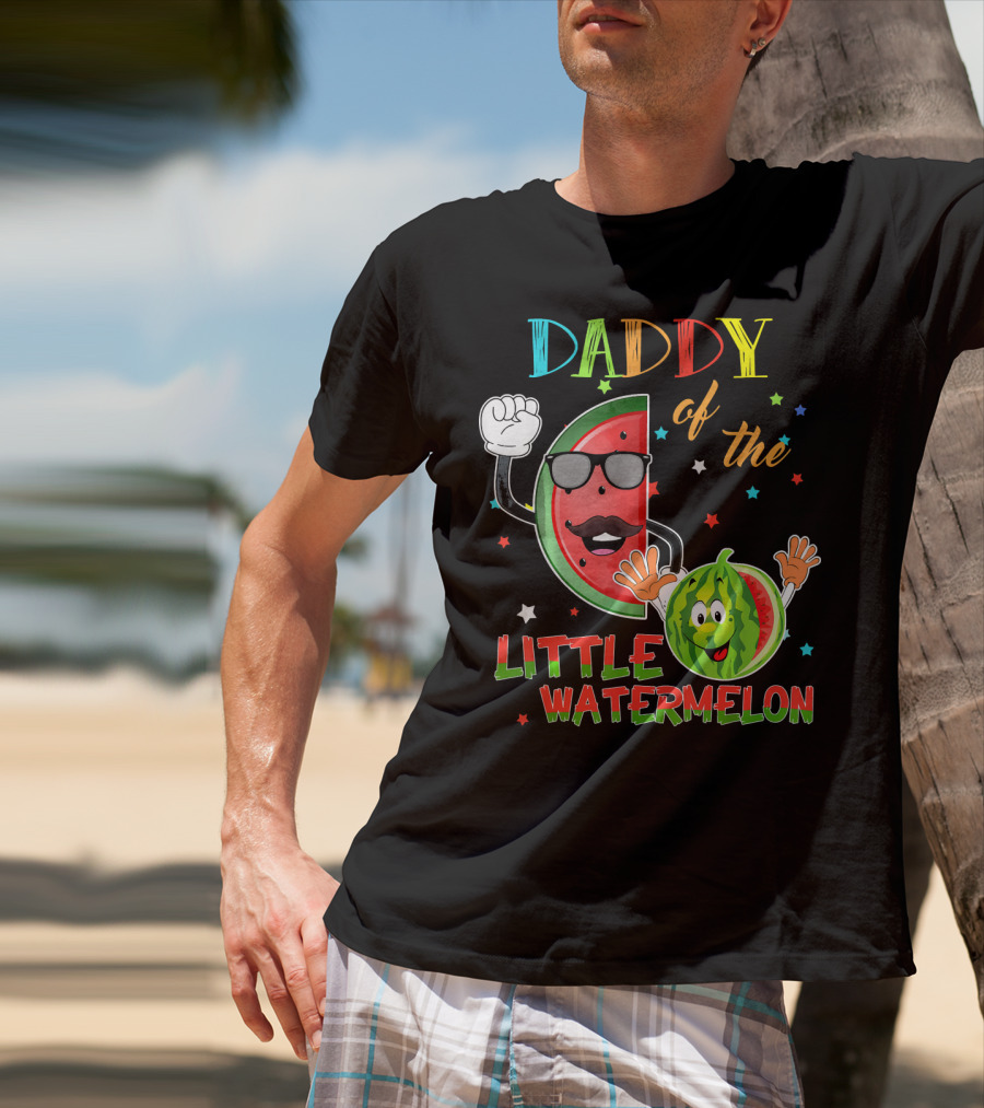 Daddy Of The Little Watermelon Funny Matching Birthday T-Shirt