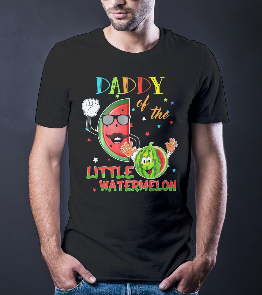 Daddy Of The Little Watermelon Funny Matching Birthday T-Shirt