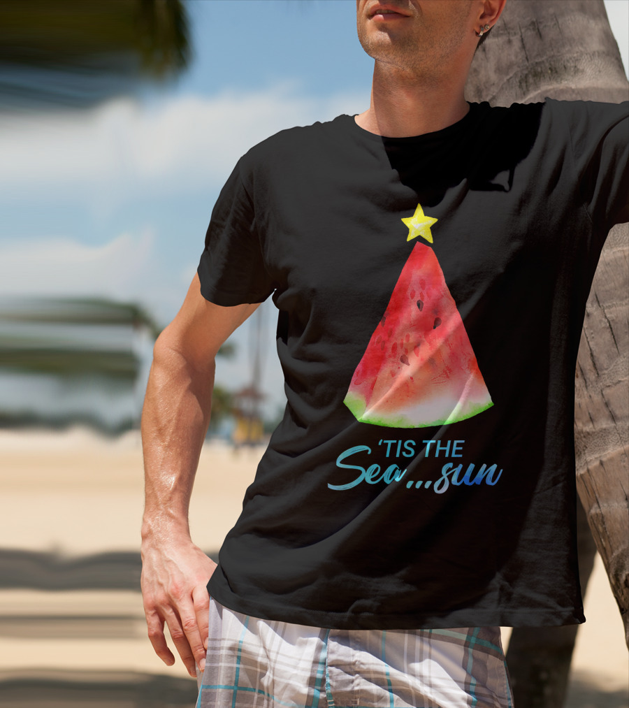 'Tis The Sea Sun Watermelon Christmas Tree T-Shirt