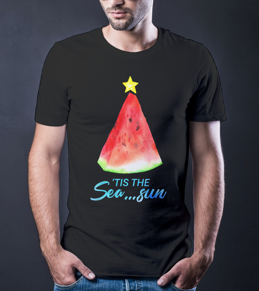 'Tis The Sea Sun Watermelon Christmas Tree T-Shirt