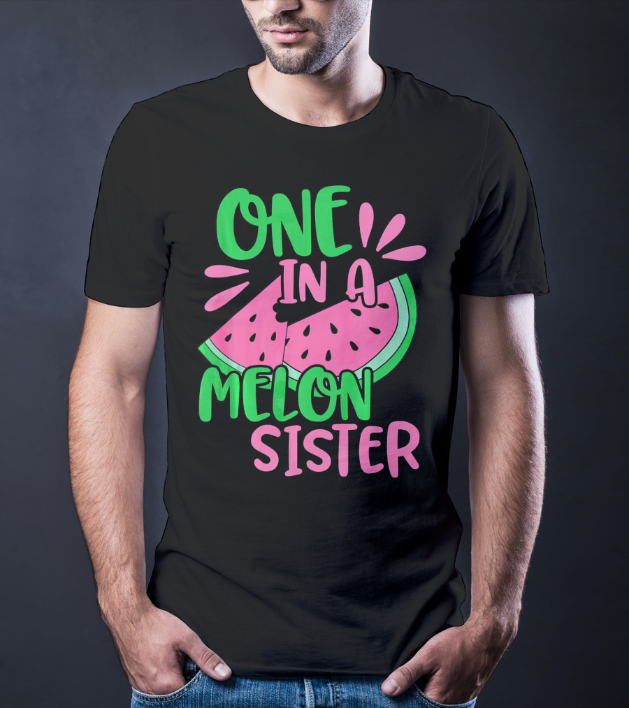 One In A Melon Sister Cute Pink Watermelon T-Shirt