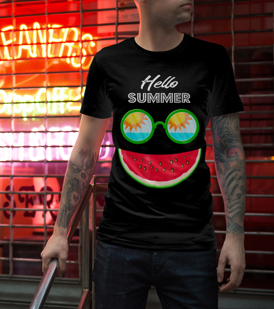Hello Summer Watermelon Smile Sunglasses T-Shirt