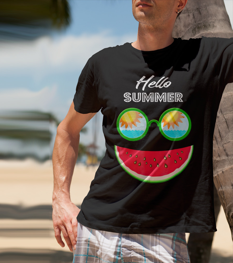 Hello Summer Watermelon Smile Sunglasses T-Shirt