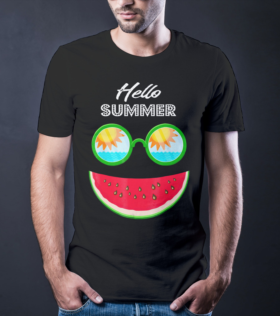 Hello Summer Watermelon Smile Sunglasses T-Shirt