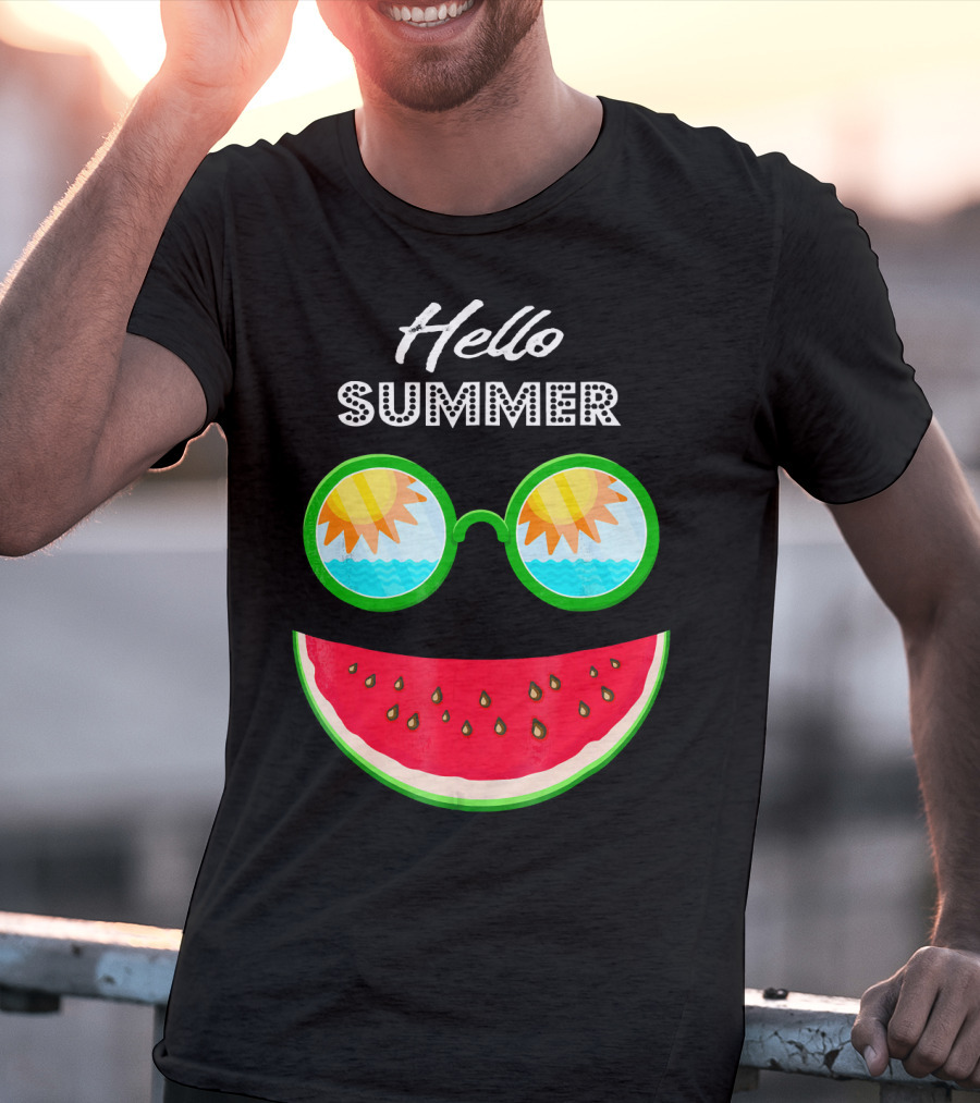 Hello Summer Watermelon Smile Sunglasses T-Shirt