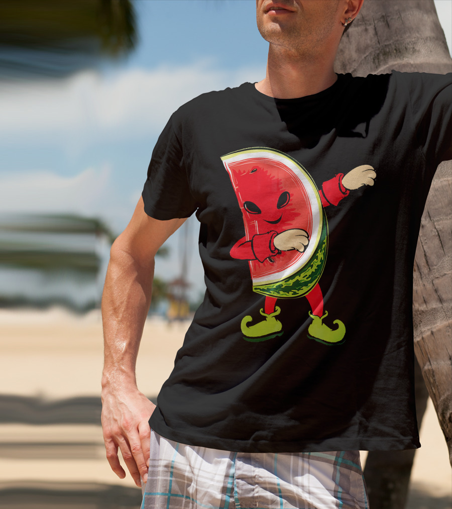 Funny Dabbing Watermelon Dab Character With Green Shoes T-Shirt