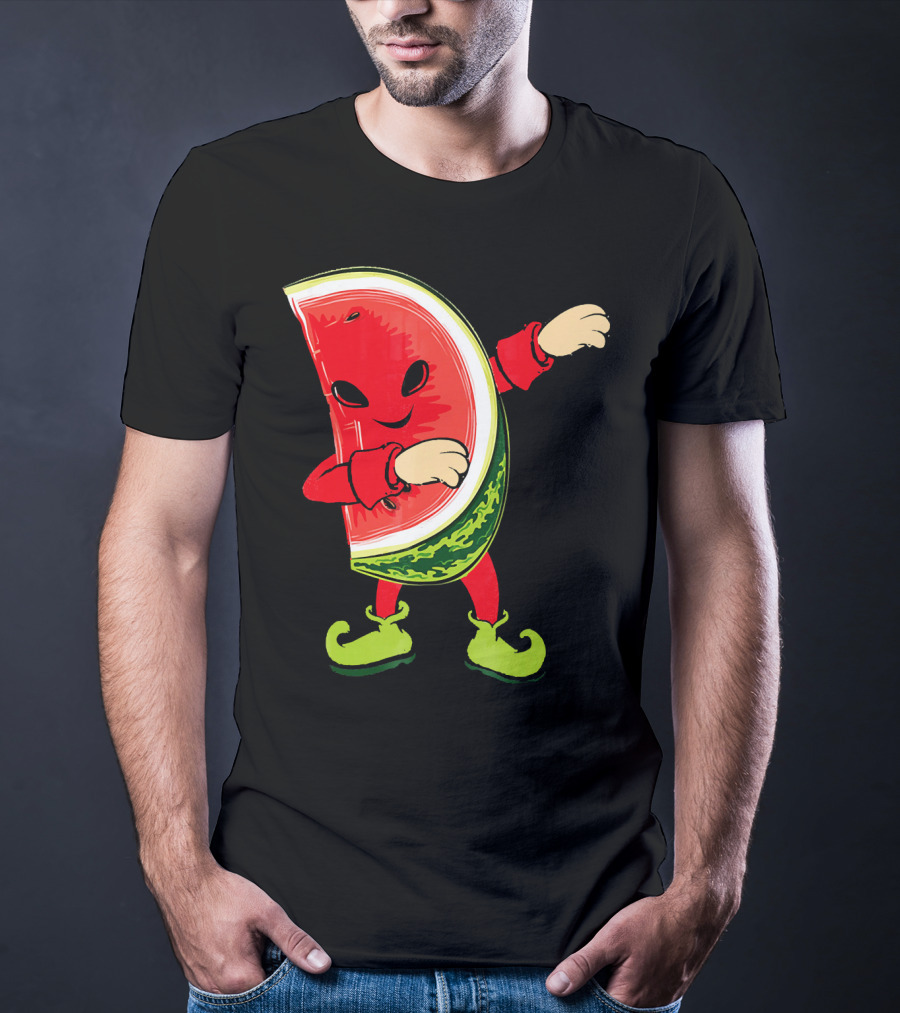 Funny Dabbing Watermelon Dab Character With Green Shoes T-Shirt