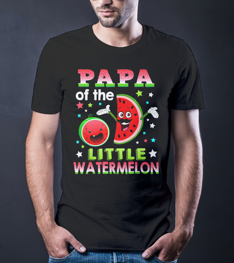 Papa Of The Little Watermelon Fun Matching Birthday T-Shirt