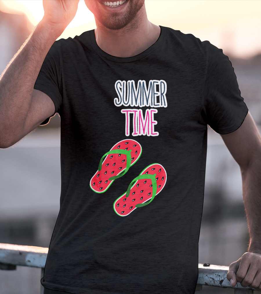 Summer Time Watermelon Flip Flop Fun T-Shirt
