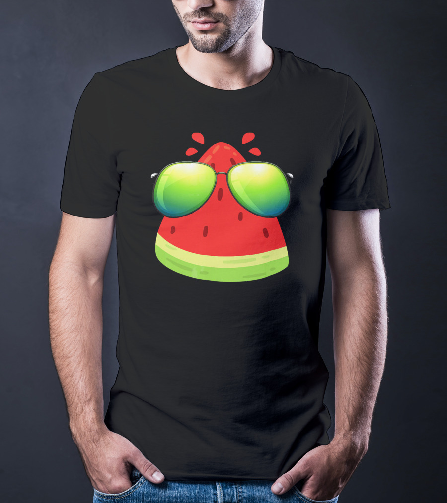 Melon Glasses Cool Watermelon Slice With Sunglasses T-Shirt