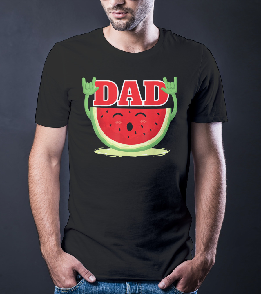 Mens Watermelon Dad Melon Rock Hands Juicy T-Shirt