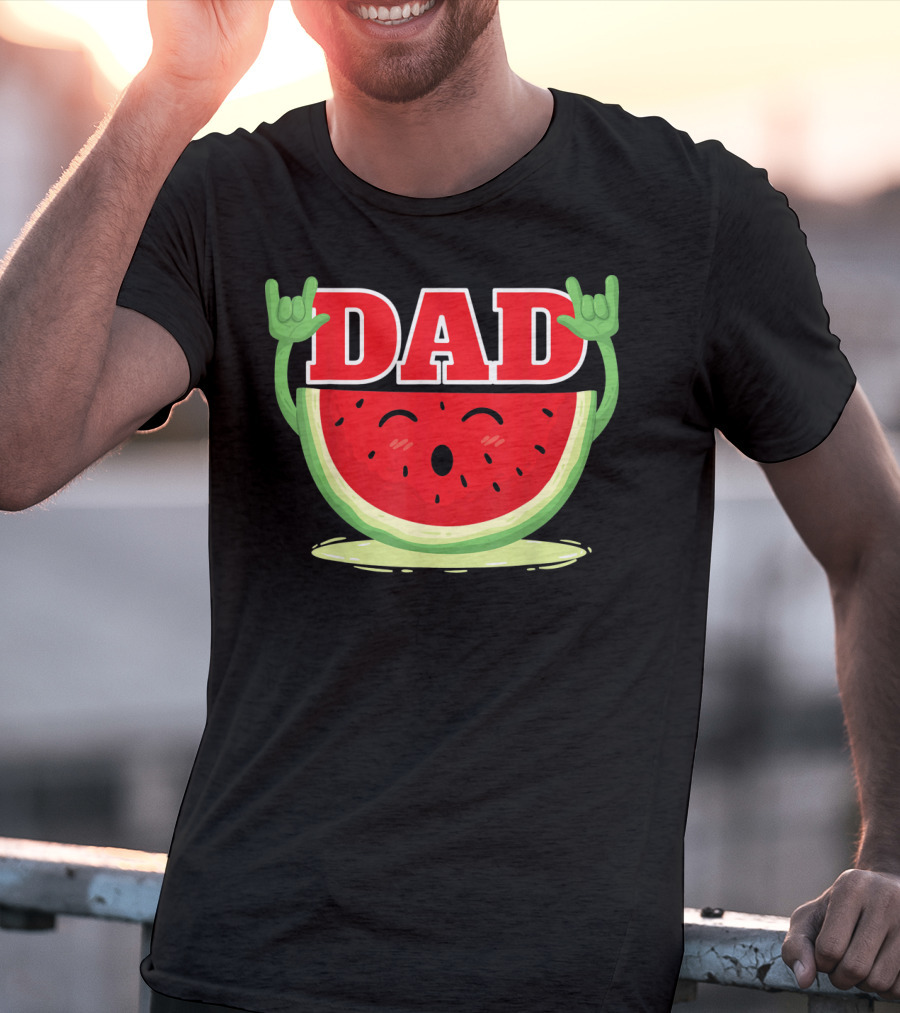 Mens Watermelon Dad Melon Rock Hands Juicy T-Shirt
