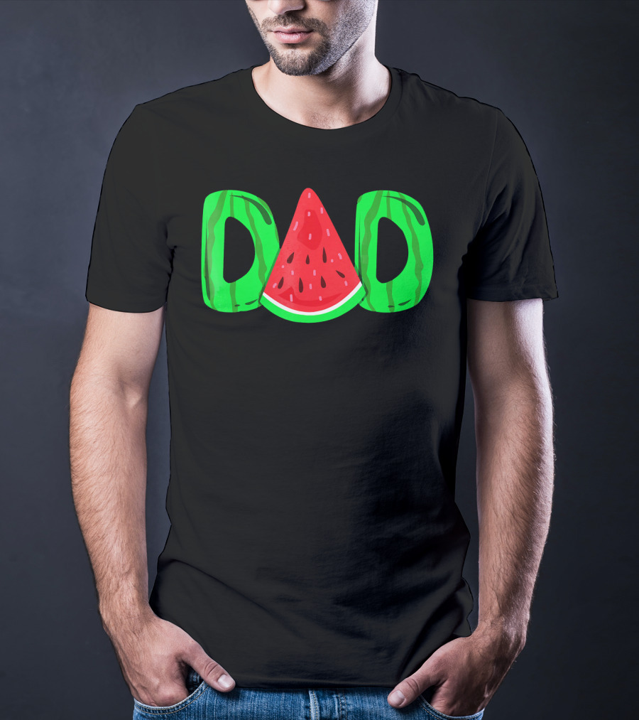 DAD Watermelon Slice Lettering Fun Summer Vibes T-Shirt