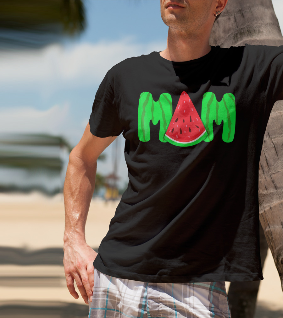 Mom Watermelon Slice Typography T-Shirt