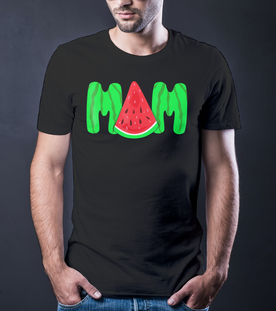 Mom Watermelon Slice Typography T-Shirt