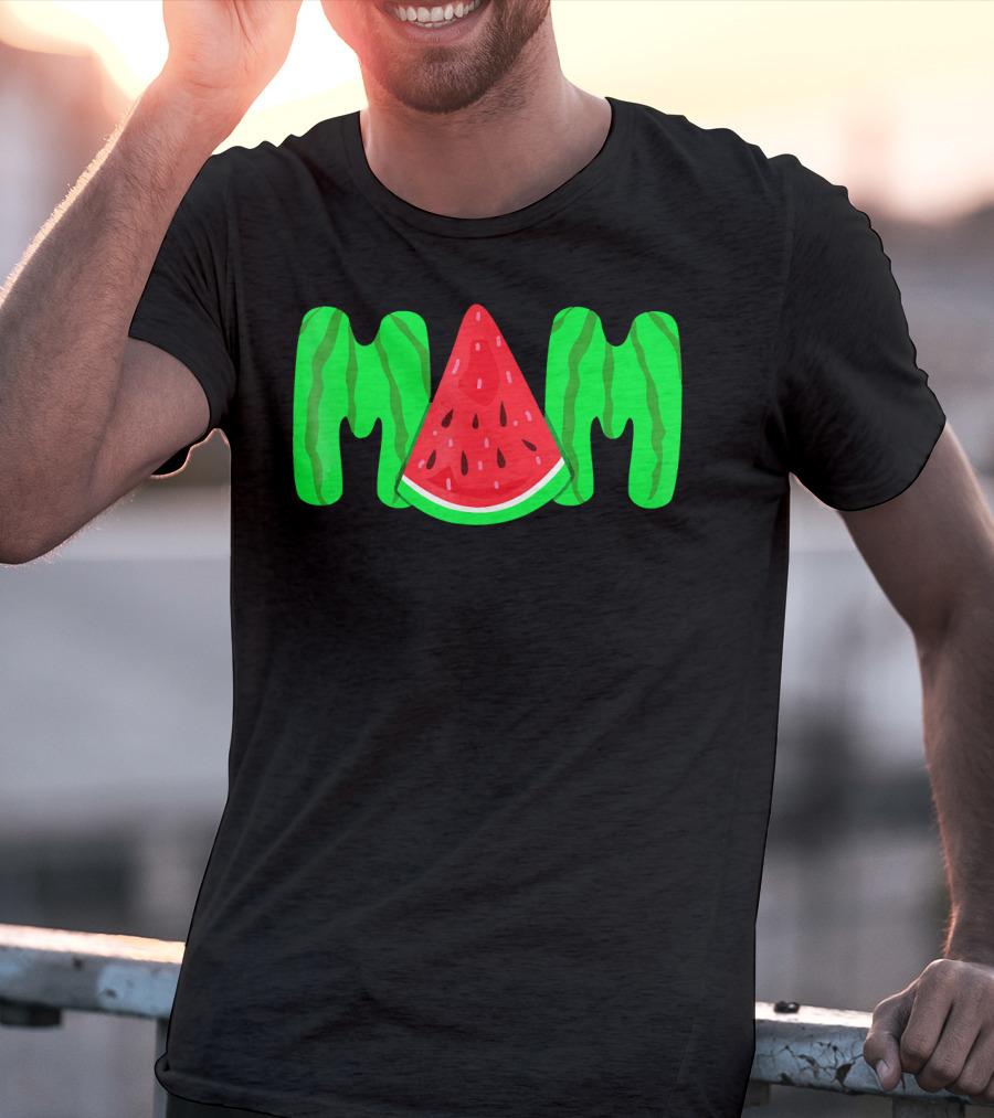 Mom Watermelon Slice Typography T-Shirt