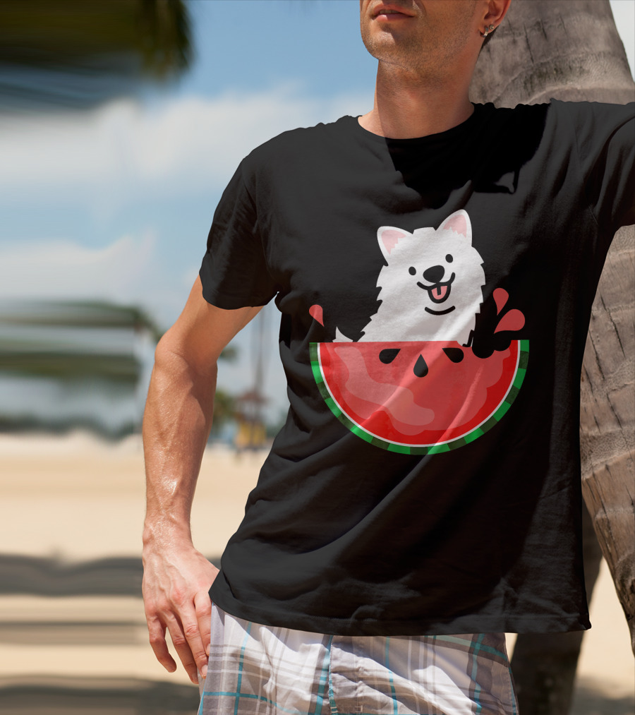 Watermelon Samoyed Summer Va Playful Pup Fun T-Shirt