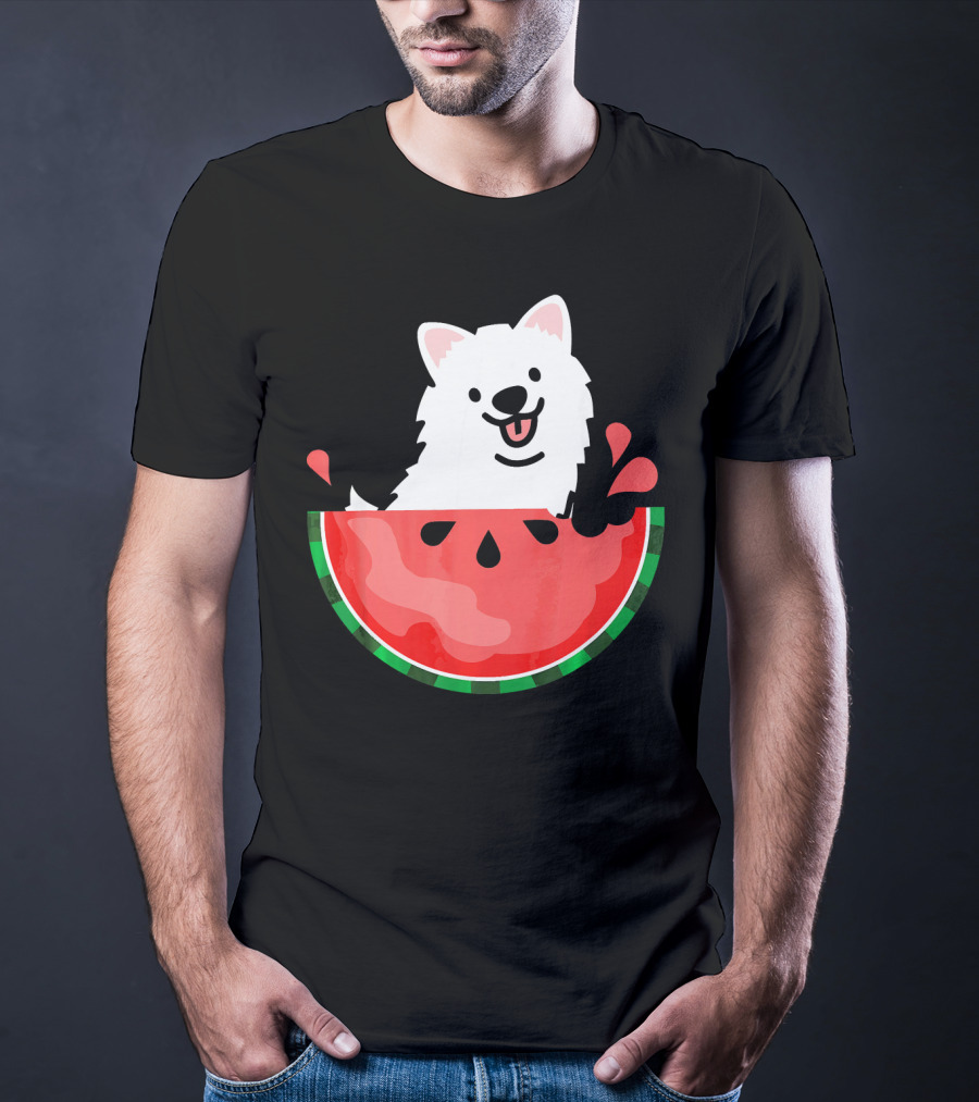 Watermelon Samoyed Summer Va Playful Pup Fun T-Shirt