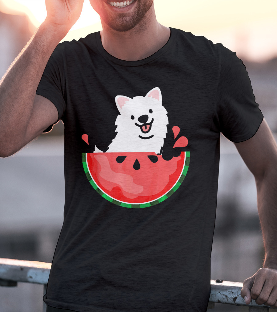 Watermelon Samoyed Summer Va Playful Pup Fun T-Shirt