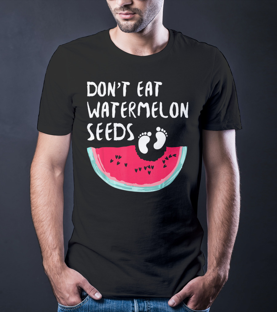 Don't Eat Watermelon Seeds Baby Announcement Footprints T-Shirt