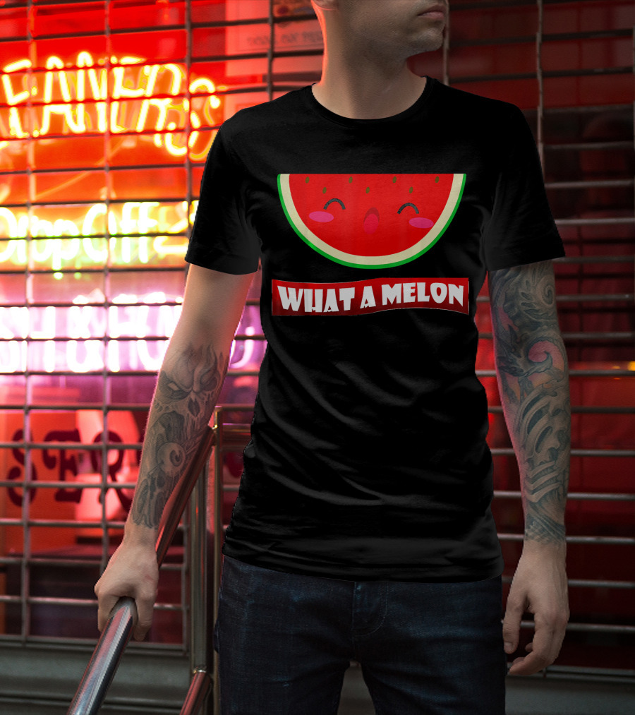 WIHAT A MELON Cute Smiling Watermelon Slice T-Shirt