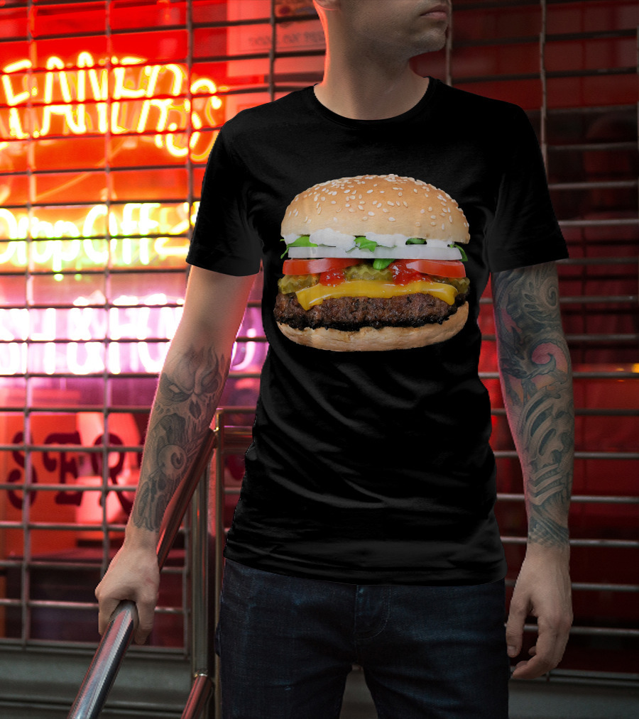 Burger Cheeseburger Matching With Fries Duo Delight T-Shirt