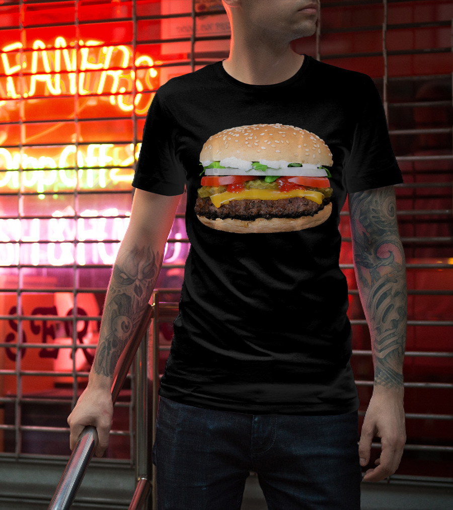 Hamburger Cheeseburger Classic Juicy Sandwich With Cheese And Vegetables T-Shirt