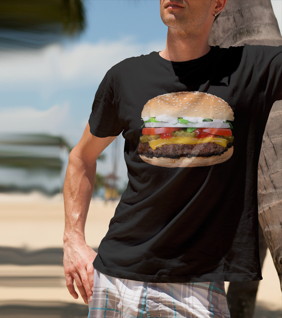 Hamburger Cheeseburger Classic Juicy Sandwich With Cheese And Vegetables T-Shirt