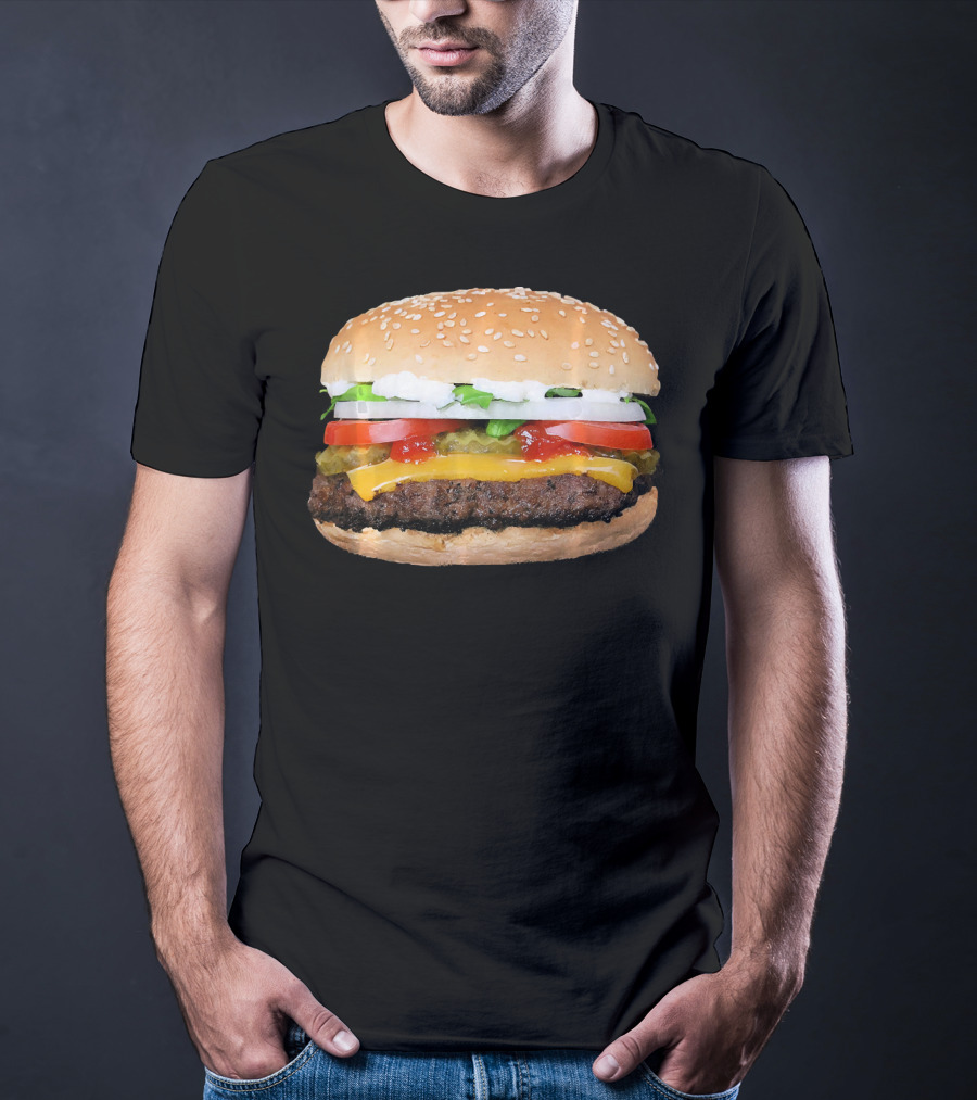 Hamburger Cheeseburger Classic Juicy Sandwich With Cheese And Vegetables T-Shirt