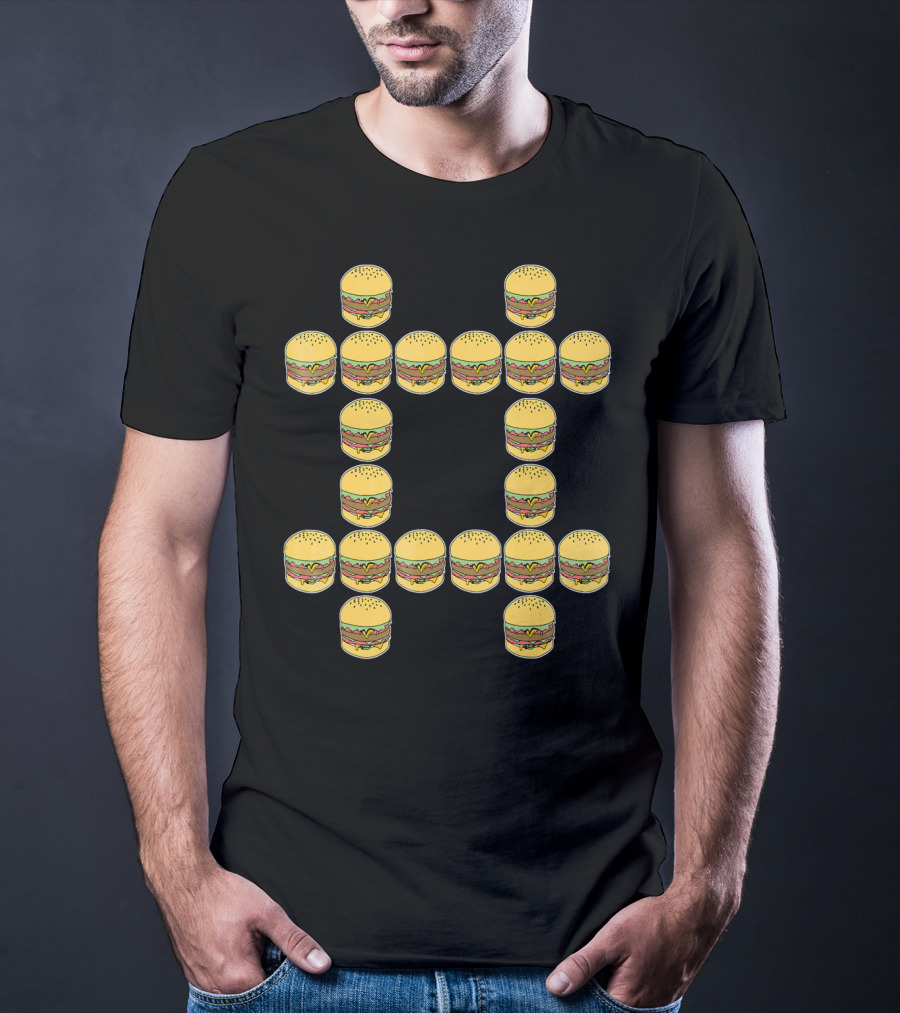Hashtag Hamburger Funny Cheese Pattern Burger T-Shirt