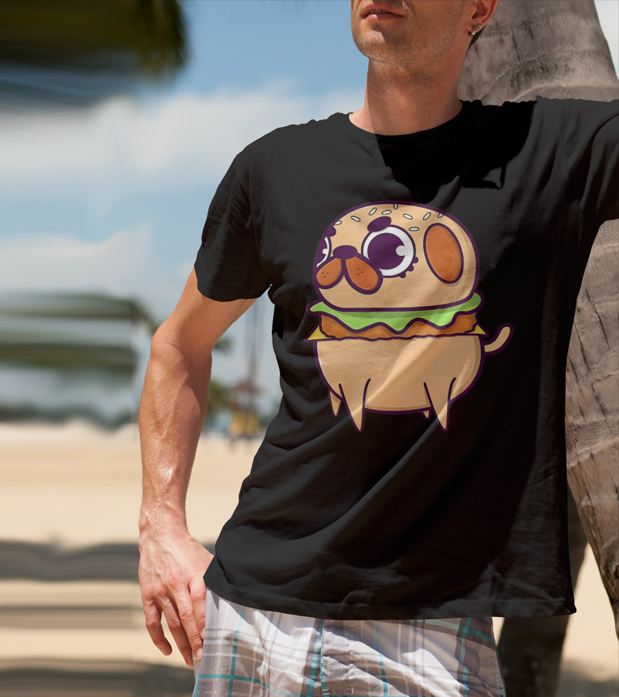 Cute Pug Hamburger Funny Pug Burger Love T-Shirt