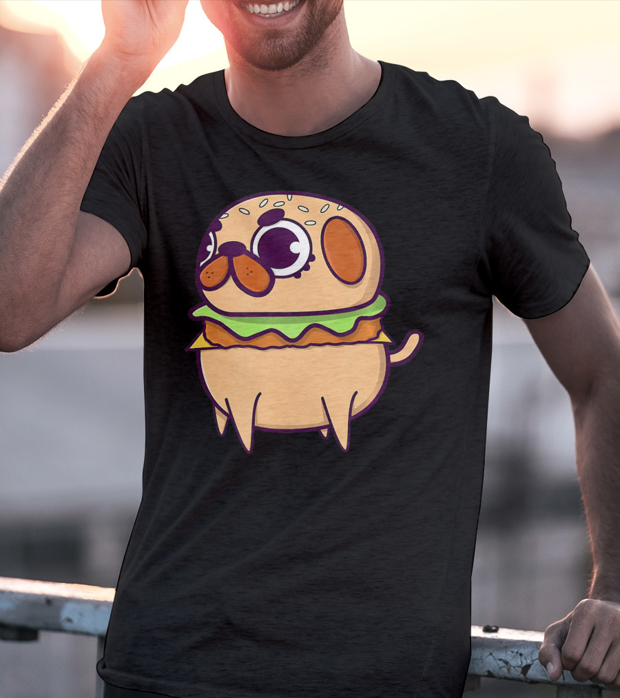 Cute Pug Hamburger Funny Pug Burger Love T-Shirt