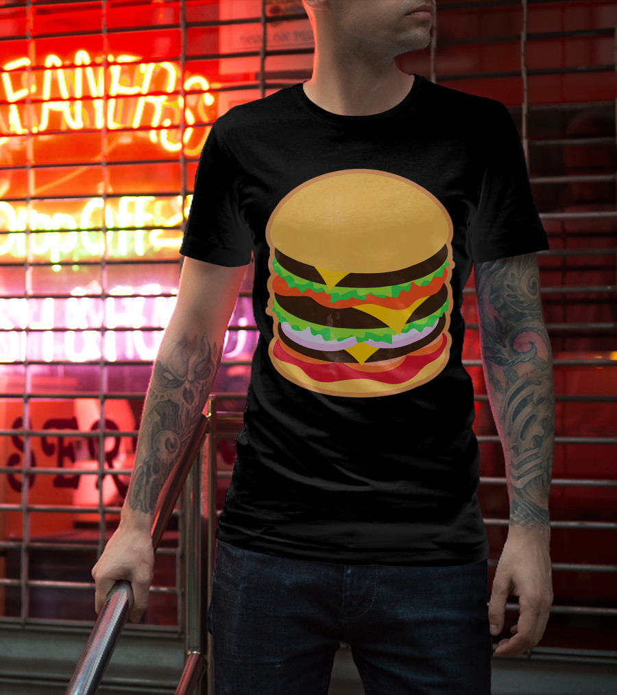 Funny Hamburger Barbecue BBQ Griller Double Cheeseburger T-Shirt